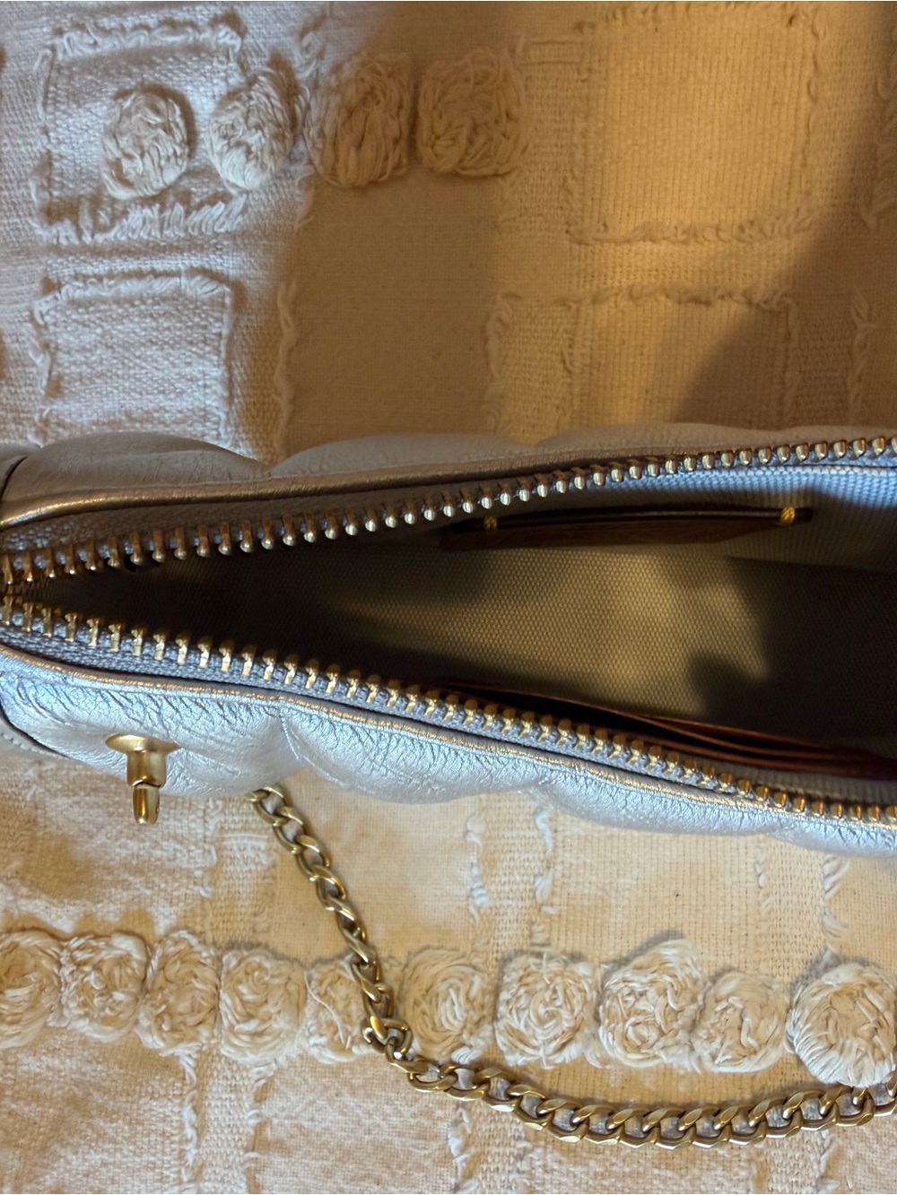 Coach Metallic Silver Quilted Mini Shoulder Bag with Chain - Picture 5 of 5